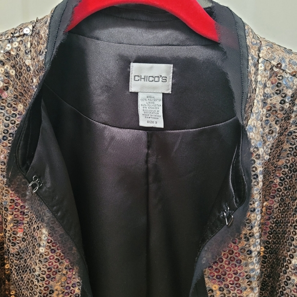 Chico's Sequined Open Blazer-Size 3 - Picture 4 of 7